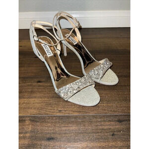 Badgley Mischka Rider Heels Size 11 Crystal Embellished Metallic